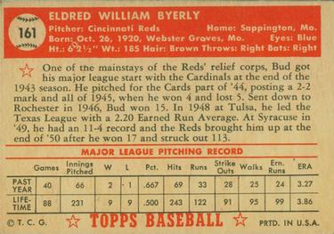 1952 Topps #161 Bud Byerly Back