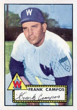 1952 Topps #307 Frank Campos Front