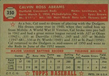 1952 Topps #350 Cal Abrams Back