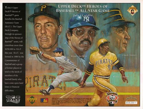 1994 Upper Deck Heroes of Baseball Sheets #NNO Bill Mazeroski / Reggie Jackson / Chuck Tanner / Steve Garvey / Willie Stargell Front