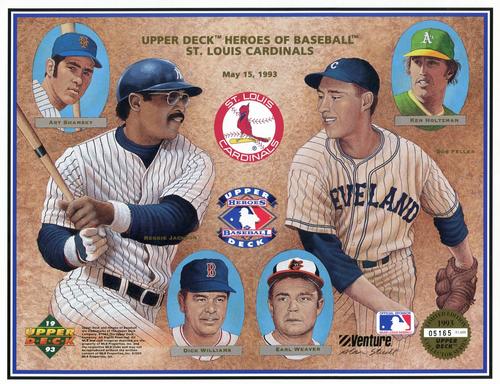 1993 Upper Deck Heroes of Baseball Sheets #NNO Art Shamsky / Reggie Jackson / Dick Williams / Earl Weaver / Bob Feller / Ken Holtzman Front