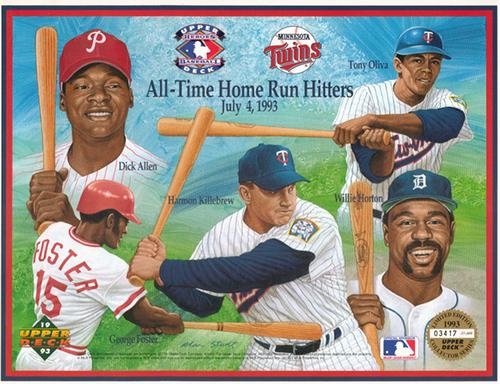 1993 Upper Deck Heroes of Baseball Sheets #NNO Dick Allen / George Foster / Harmon Killebrew / Willie Horton / Tony Oliva Front