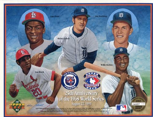 1993 Upper Deck Heroes of Baseball Sheets #NNO Curt Flood / Mickey Lolich / Jim Northrup / Lou Brock / Willie Horton Front