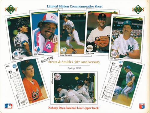 1990 Upper Deck Limited Edition Commemorative Sheets #NNO Carlton Fisk / Tim Raines / Jose Canseco / Will Clark / Don Mattingly / Gregg Olson / Wade Boggs / Gregg Jefferies Front