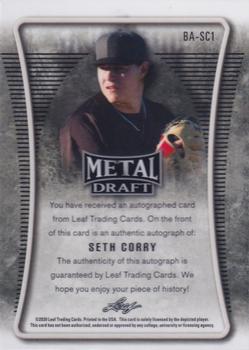 2020 Leaf Metal Draft - Silver Crystals #BA-SC1 Seth Corry Back
