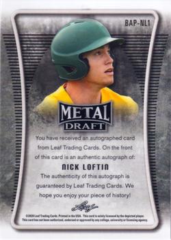 2020 Leaf Metal Draft - Portrait Autographs Silver Wave #BAP-NL1 Nick Loftin Back