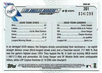 2021 Topps - Orange #201 Los Angeles Dodgers Back