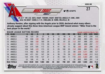 2021 Topps - Royal Blue #27 Mike Trout Back