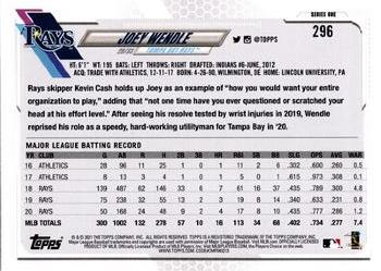 2021 Topps - Royal Blue #296 Joey Wendle Back