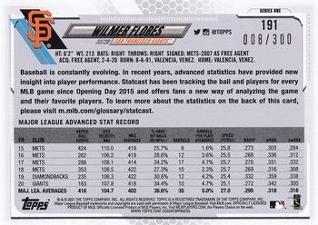 2021 Topps - Advanced Stat #191 Wilmer Flores Back