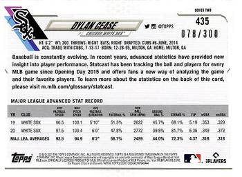 2021 Topps - Advanced Stat #435 Dylan Cease Back