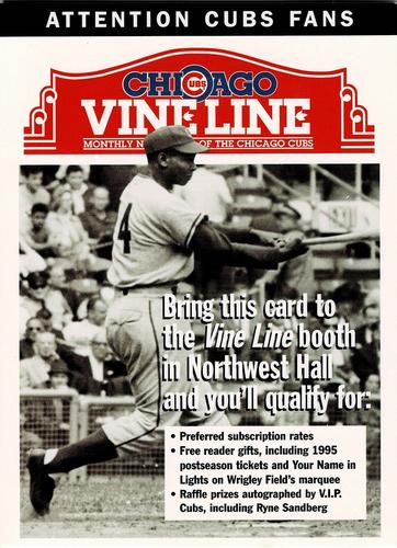 1996 Pepsi Cubs Convention #NNO Vine Line Subscription Offer (Ernie Banks) Front