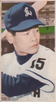 1960 Maruya Green Pitching Grip Back Menko (JCM 57c) #906813 Teruyuki Takakura Front