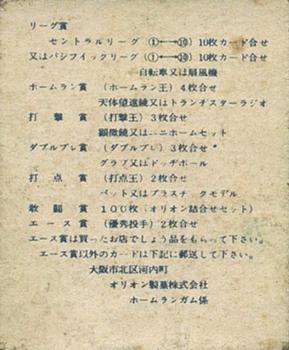 1960 Orion Gum (JF 51) #NNO Kazuhiro Yamauchi Back