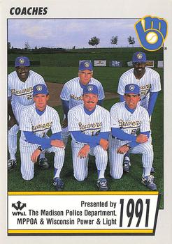 1991 Milwaukee Brewers Police - Madison Police Department, MPPOA & Wisconsin Power & Light #NNO Milwaukee Brewers Coaches Front