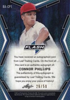 2020 Leaf Flash - Base Autographs Blue #BA-CP1 Connor Phillips Back