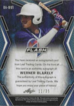 2020 Leaf Flash - Base Autographs Purple #BA-WB1 Werner Blakely Back