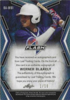 2020 Leaf Flash - Base Autographs Orange #BA-WB1 Werner Blakely Back