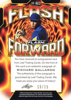 2020 Leaf Flash - Flash Forward Autographs Pink #FF-RG3 Richard Gallardo Back