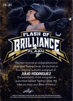 2020 Leaf Flash - Flash of Brilliance Autographs #FB-JR1 Julio Rodriguez Back