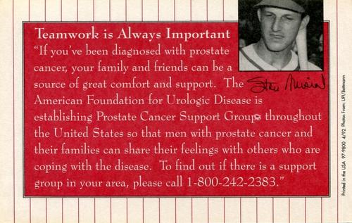 1992 Prostate Cancer Education Campaign #NNO Stan Musial Back