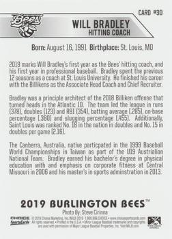2019 Choice Burlington Bees #30 Will Bradley Back