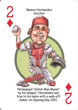 2011 Walgreens Cincinnati Reds Playing Cards SGA #2♦ Ramon Hernandez Front