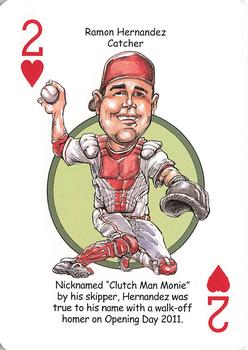2011 Walgreens Cincinnati Reds Playing Cards SGA #2♥ Ramon Hernandez Front