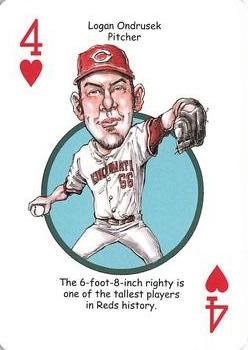2011 Walgreens Cincinnati Reds Playing Cards SGA #4♥ Logan Ondrusek Front
