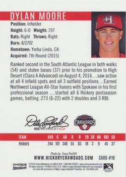 2016 Choice Hickory Crawdads Series 2 #16 Dylan Moore Back