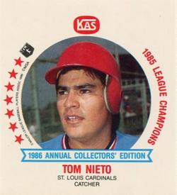 1986 KAS St. Louis Cardinals Discs - Square Proofs #12 Tom Nieto Front