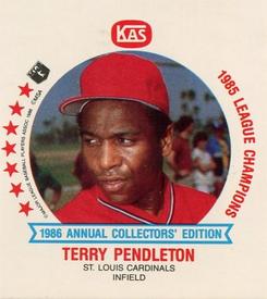 1986 KAS St. Louis Cardinals Discs - Square Proofs #14 Terry Pendleton Front