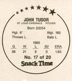1986 KAS St. Louis Cardinals Discs - Square Proofs #17 John Tudor Back