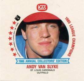 1986 KAS St. Louis Cardinals Discs - Square Proofs #19 Andy Van Slyke Front