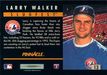 1993 Pinnacle - Slugfest #13 Larry Walker  Back