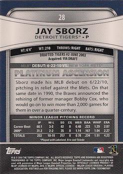 2010 Bowman Platinum #28 Jay Sborz  Back