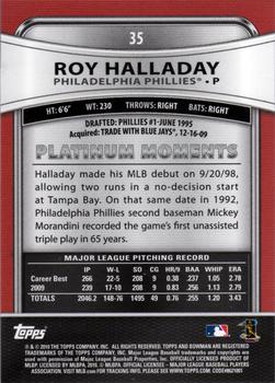 2010 Bowman Platinum #35 Roy Halladay  Back