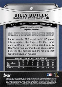 2010 Bowman Platinum #59 Billy Butler  Back