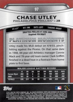 2010 Bowman Platinum #97 Chase Utley  Back