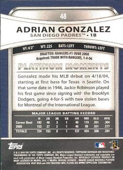 2010 Bowman Platinum #48 Adrian Gonzalez  Back