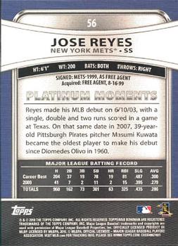 2010 Bowman Platinum #56 Jose Reyes  Back