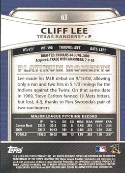 2010 Bowman Platinum #63 Cliff Lee  Back