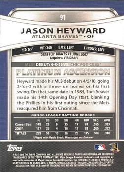 2010 Bowman Platinum #91 Jason Heyward  Back