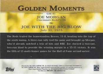 2012 Topps - Golden Moments 24K Gold Infused #GM-45 Joe Morgan Back