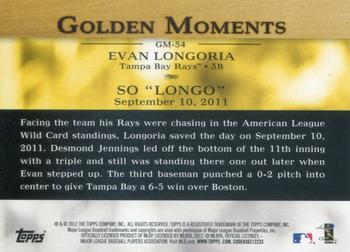 2012 Topps - Golden Moments 24K Gold Infused #GM-54 Evan Longoria Back