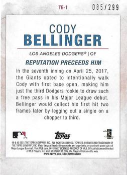 2021 Topps - Cody Bellinger Highlights Black #TE-1 Cody Bellinger Back