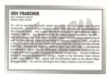 1997 Edmonton Trappers #NNO Orv Franchuk Back