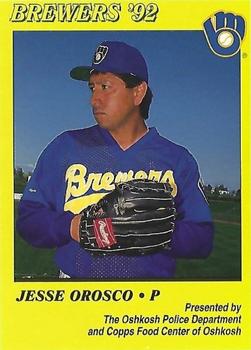 1992 Milwaukee Brewers Police - Oshkosh Police Department and Copps Food Center of Oshkosh #NNO Jesse Orosco Front