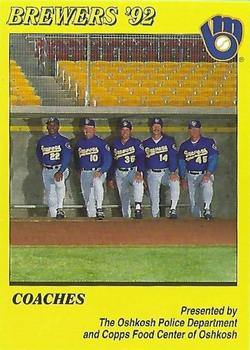 1992 Milwaukee Brewers Police - Oshkosh Police Department and Copps Food Center of Oshkosh #NNO Brewers Coaches Front