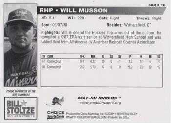 2008 Choice Mat-Su Miners #16 Will Musson Back
